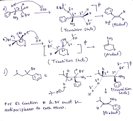 HK d) H 12, + GBP HF CH₂ S 4 C Hof (Product) CH2 Br (Transition State) O h) Br 5 CH3 CH3OH H... TB3. Et 8* (Product) IH (Tran
