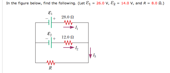 Find (a) the current in each resistor I1= I2= I3=