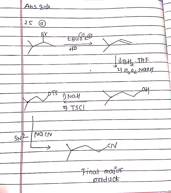 Abso 25 @ BY tgue JUBIL. THE 2.17 Q NAOH ot 1) NaH 2) TSC NacN SNR CN Y Final majus product