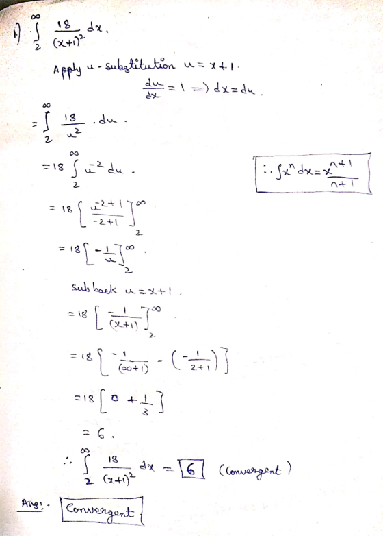 18 da. 2 (x+1) Apply substitution u = Xti duzi =dx=du. dx 8d 18 du عد = 18 suzdu • Sixndx= x - 18 u2+1 -2+1 51-31 Sub back ua