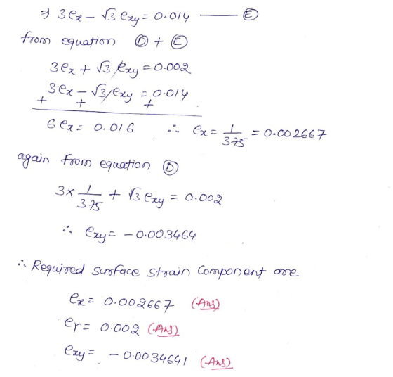 - 3 ex-Bexy = 0.014 from equation ® + ☺ 32x+ V3 Czy = 0.002 +30x - Brexy = 0.014 6C2= 0.016 : ex = L = 0.002667 again from eq