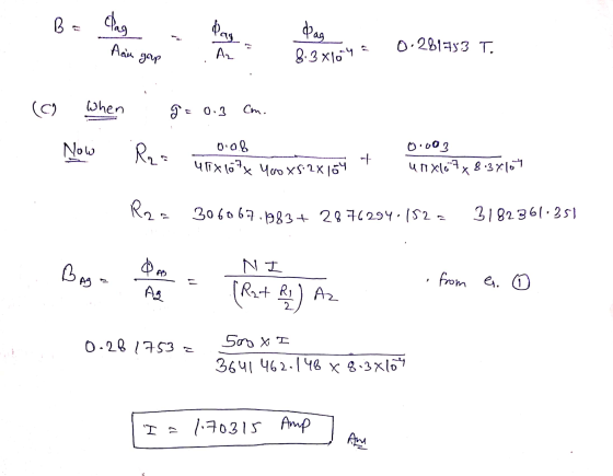 B dag Pag dag Aau 0.281753 T. gap Az 8.3x104 (0) When g= 0.3 Cm. Now 0:08 R2 아 urx107x 400 x 5:2x164 0.003 4 01x107x8.37104 R