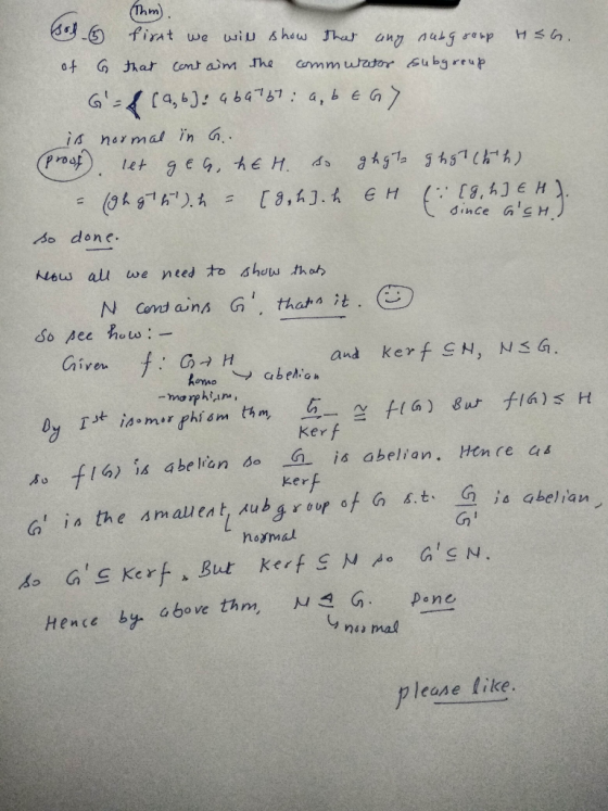 is narmal in G o done New au we need加show thah Cond ang Gl.thajh sit. ל Given Ker f 1a) is abe lian do is abelian. Hen re a k