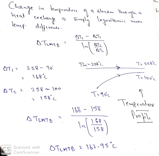 Change in temperature of a stream through a heat exchange is simply logarithmic mean tempi difference W STI - AT DTEMID ? Inf