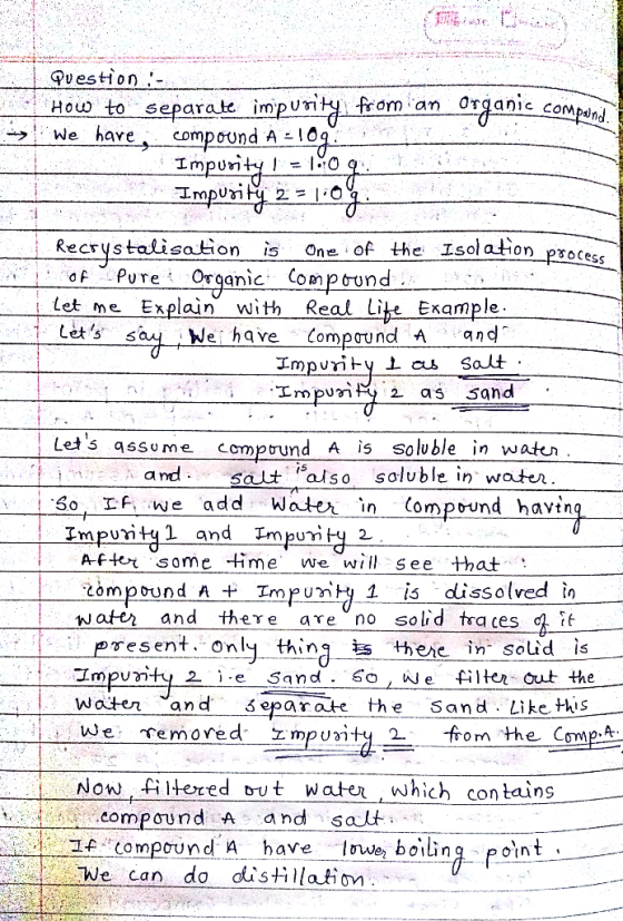 - 1. question :- 1 How to separate impurity from an Organic componi We have compound A = 1097 Impurity I = 1.0 Impurity 2 =1.