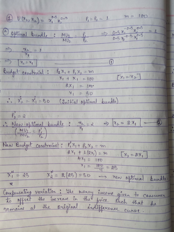 0.5 m = 100 21, P = P2 = 1 I optimal brindle : MUL MV2 PL P2 .-005005 => 0.52, x 0.5 0.5 x 6.5 x 9.5 22 =24 0 Budget contrain
