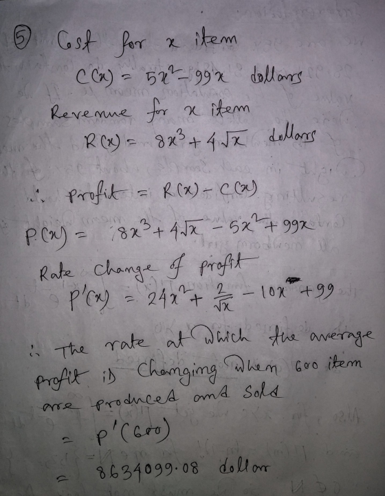 6 Cost for x item CCM) = 5x²ggx dollars is for x item R(x) = 8x² + 4 5x dollares ro Revenue 2 va Profit = R(x) = C(2) P. (a)