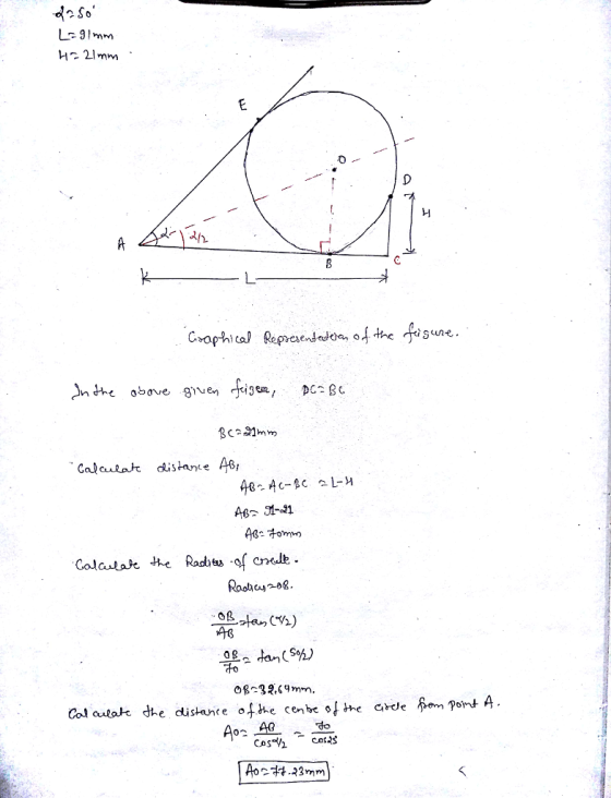 시) sun«. alaula distanke 4s, 40 Ho 08-32.69mm Col aulakc dhe distanice of he Cenbe of the crde mpot A