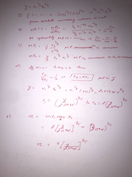 fax, dez) = ( x ) 3 (A x 83 x 14 3 4 3 peins exhibito increasing returns to scale. MRTS & MPx - 1/3, 4 X2 43 B) MRTS M MPX2 +