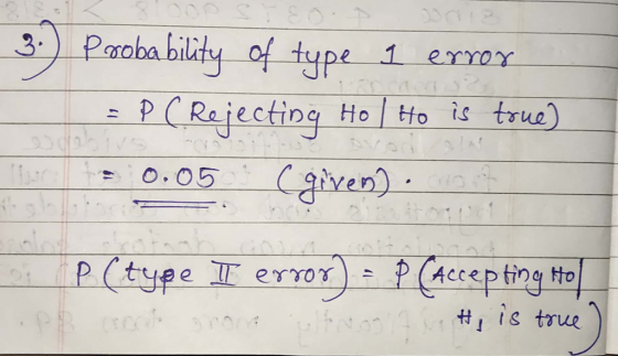 Pnoba bility of type 1 erroY P(Rajecting Ho to is true Caven) O.05 P (Accepting to P(tyee error pR andh srond is true