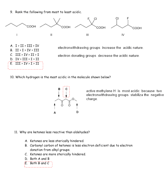 9. Rank the following from most to least acidic. F COOH AV V COOH COOH v COOH electronwithdrawing groups increase the acidic
