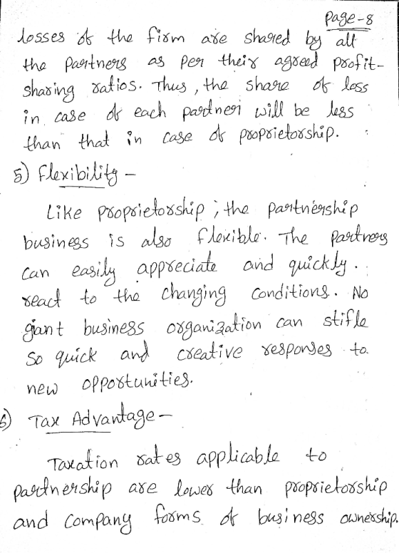 Page 8 - losses of the firm are shared by all the partners as per their agreed profit- sharing ratios. Thus, the share of los