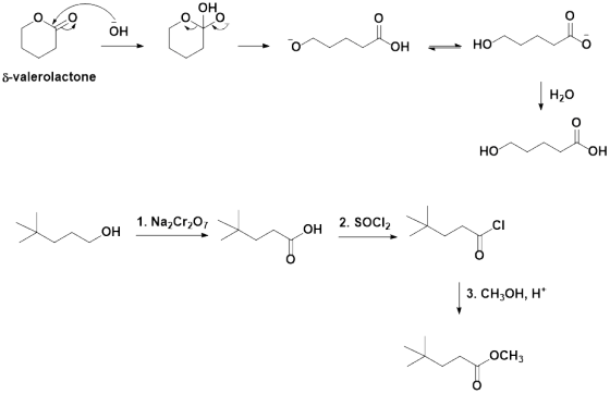e seg om een onion sowo 8-valerolactone HO M thom i oncoso you 2.5001 ya 3. CH3OH, H+ OCH3