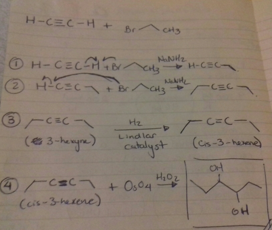 H-c三C-H + Br.// \ c서 3 Hz Lindlar Certaq S Cis-5 OH Ccis 3-herene)