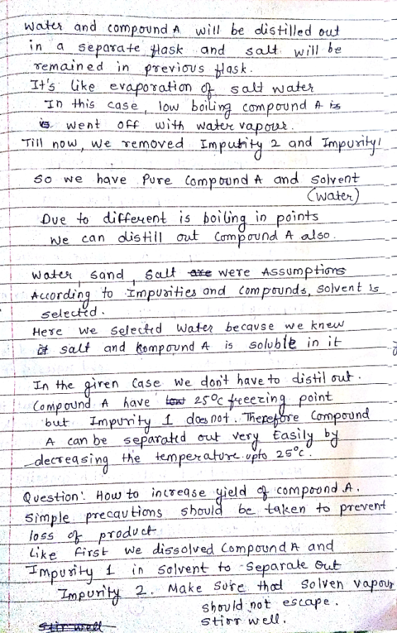 Water and compound A will be distilled out in a separate Hask and salt will be remained in previous Hask. Its like evaporati