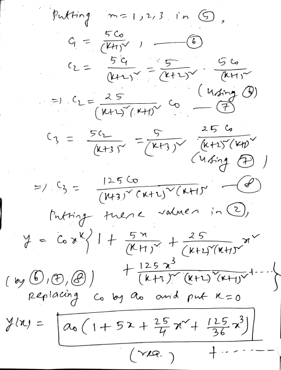 Putting m=1; 2; 3. in 6 > ai 6 5 Co (ktiv 5 Kt2). (₂= = 5 (k+2)~ 5 to (krim (using 6 :-).% = 25 (K+251.441 co 77 5 25 Co (z