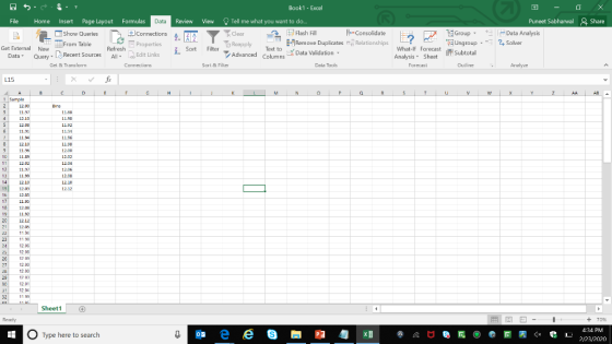 & Share File Home Insert Page Layout Formulas Data 2 2 Show Oueries Connections A From Table LE Get External New Data Q uery