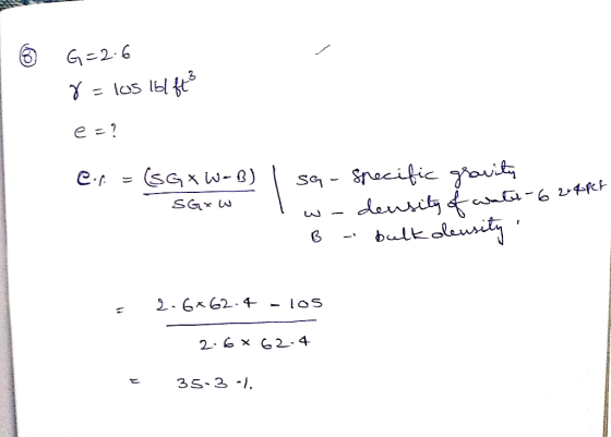 6 G=2.6 8= los islfts ez? e... =(SGXW-B) I sa-specific gravity SGxw l w density of are I w B - density of water-6 2-4pet - bu