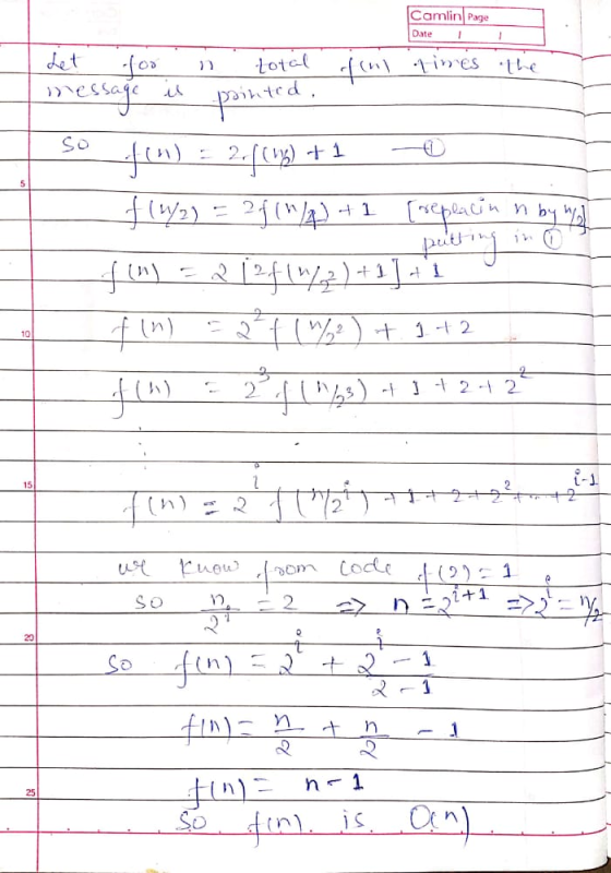 Camlin Page Date 1 1 il pointed, so Let foo total fini Timės izle message 4(): 2.1(15) +1 f(1/2) = 24(4)9) +1 [replacin n by