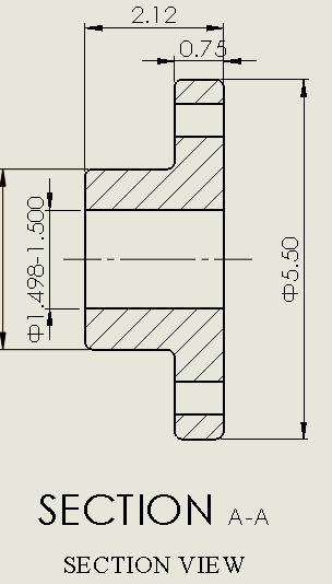 91.498-1.500 SECTION VIEW SECTION AA 2.12 05.50