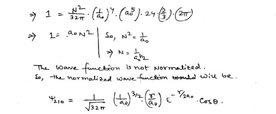 => 1 2 (t.).(05).240.620) » 1= .aona / So, n? 20 | N=1 km The wave function is not normalized. So, the normalized wave funct