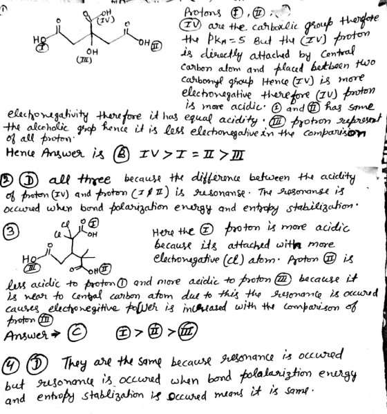 iv) OH is mare acidic eluhoHjah ing tko toreit has equal acidity D and (T haz same hon Juh。 , ce hoiC ive in the Hent« Aniwea