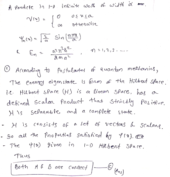 A Pantele in leo infinite well of width ă are Ving= no osnza { as otherwise Yn (m) = 1 i sin (max) & E. n2th n=1,2,3... ama²