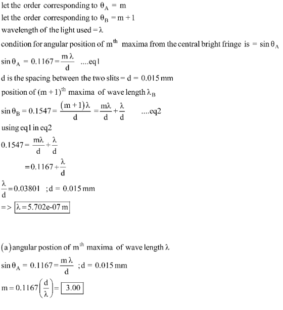 let the order corresponding to θΑ-m let the order corresponding to θ B-m + 1 wavelength of the light used λ condition for ang