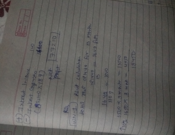 Page No 4 - G Date - Intrest Income Inlast Cropensers e go, no 2187) Net 1400 pagit 77210 Reu [ WN-t total Rent rent calulati