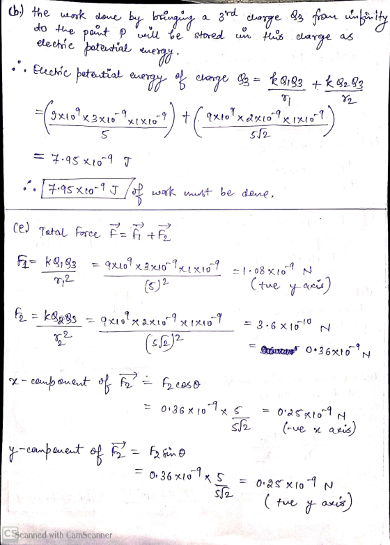 a 3rd as (b) the work done by bringing charge 83 from infinity to the point P will be stored in this charge electric potentia