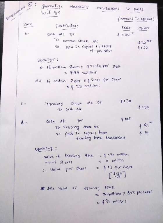 Journalize beid eye. Mountains transactions in parts Rear Sirement o (Amants in Millions) Date particolars Debit Credit $184