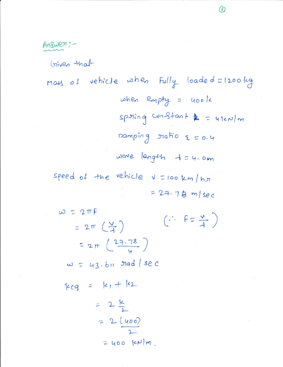 niven tha M0Ho↓ vehicle ahe, Ful/. loade d 12.0 o ll speed ot the vehicle ^ - 43. b Sad se c 2