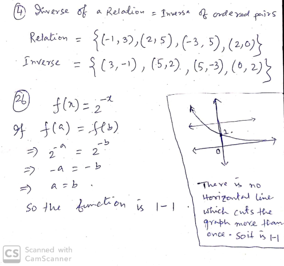 6 diverse of a Relation - Inverse of ordered pairs Relation = {(-1, 3), (2,5), (-3,5), (2,0)} Inverse = $13,-1), (5,2)., (5,-