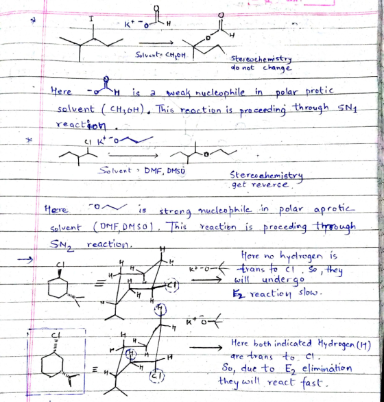Solvent=CH, OH Stereochemistry do not change Here only is a weak nucleophile in polar protic solvent ( CH30H). This reaction