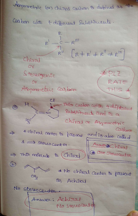 Asymmetric car chiral carbon is defined as the Carbon with A different Substituents. R RII RII [RER+R+1 R + RI Chiral or
