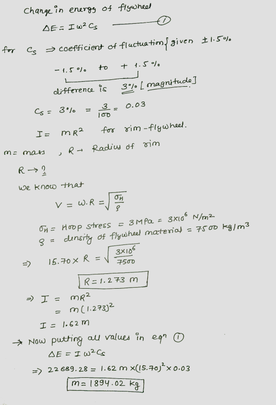 change in energy of flywheel DER I w2Cs for Cs → coefficient of fluctuatim{ given £1.5% + 1.5% - 1,5 difference is 37 ( magni