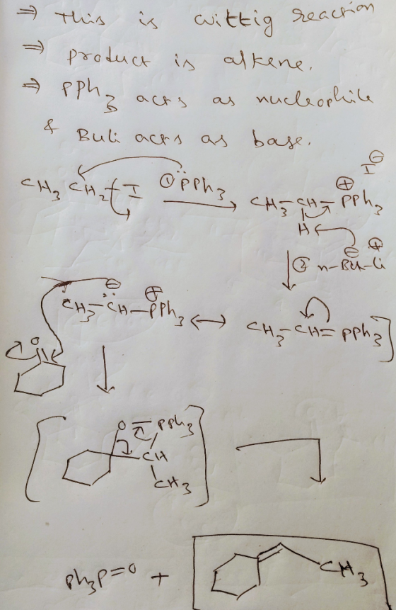 - This is wittig re - product is alkene. ppha acts as nucleophile & Buli acts as base. CH₂ Chat I OPPhz, CHICH - - 13 W H De