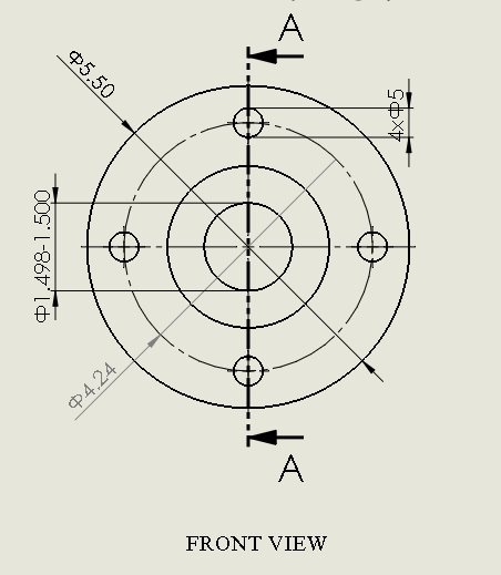 Ф1.498-1.500 Ф4.24 Ф5.50 FRONT VIEW Ахф5