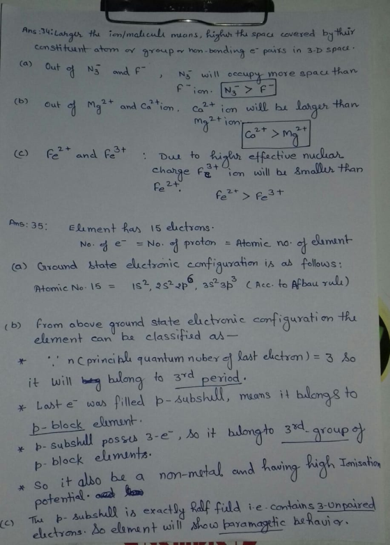 Ans 34:Langur thi ion/maliculi muans, fighr thi spac covexed by thir Constitunt atom ar roup hom- n-bending e peixs in 3-D sp