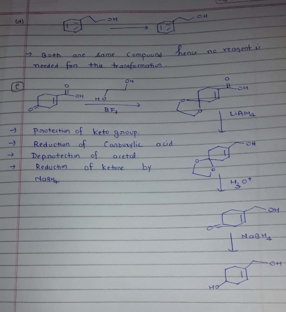 meded fon thu transfe mathun OH Reduchon en of acetal → | Reduction- of-ketone by +1
