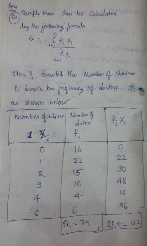 Ta Sample Man can be Calculated stort by the following formula i re är { titi Here x denotes the number of children fi denote