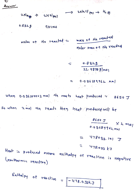 Auswer anach (ay) + H₂O) znas to zholes) 0.8324 excess moles of No reacted a mass of Ma reacted molar mass of My reacted 0.88