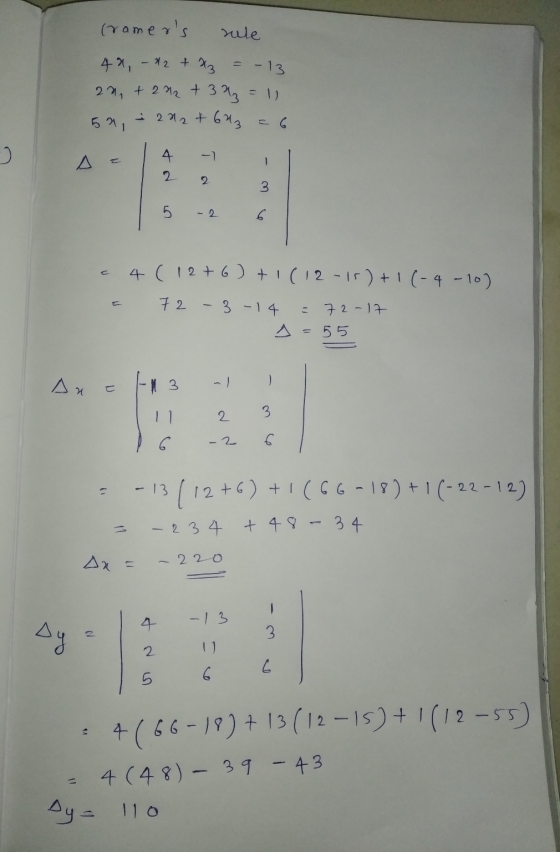 (ramers rule 48, - 12 + x3 = -13 2n + 2x2 + 333 = 1) 202 + 6H3 = 6 5n, 4 -7 2 3 5 - 2 6 4 (1276)+1(12-1)+1(-4-10) 72 -3-14 7