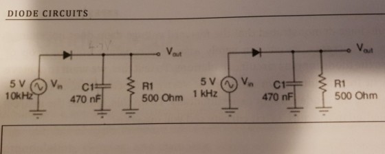 DIODE CIRCUITS o Vot A1 500 Ohm 1 kHz R1 500 Ohm 10kHz 470 nF 470 nF