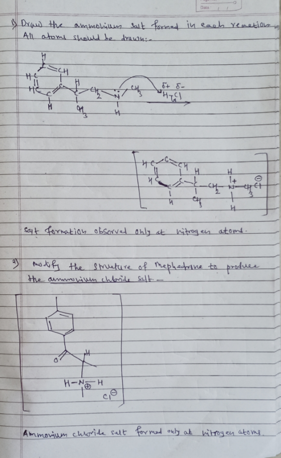 Data 5 Draw the ammohilum last formed in each reaction All atoms should be drawnie IL H e 5+ HTC 15 HH - sayt formation obser