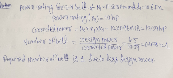 Audion Po pove o rating for B-V belf at Ny=1# soppm and dy=10:6. In Power rating (Pg) = 12 hp corrected power = PoX Ky XK2 =