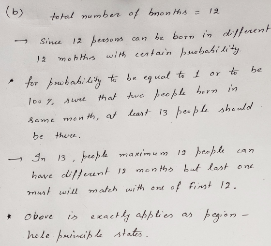 (6) total number of boonths = 12 Na 10 & since 12 persons can be born in different 12 months with certain beobability. for pe