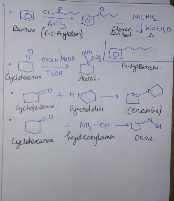 a lores NANAL o NH NH 1 Benzene Benzene AICI (foc. Acylation) Clemen, J KOHHO sen he excess Mesh out soo n | Cyclohexanor. IS