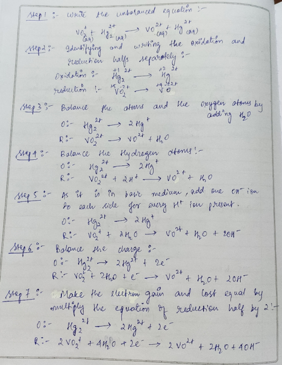 Step! :- wonte the unbalanced equation & vont gatavot Hy aa) steps & Identifying and writing the oxidation reduction halfs se