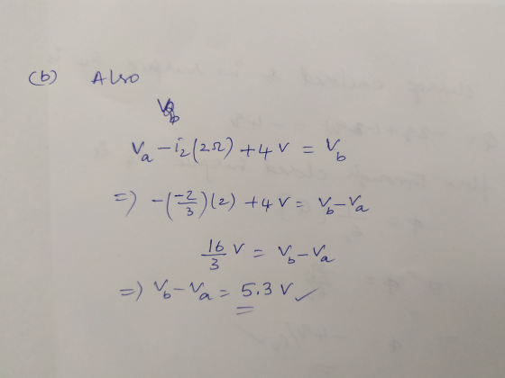 (6) Also ve va - 12/22) +40=V 5) -13) (2) +4 V = V-va IV = V-va =) Yo-va = 5.3 V -